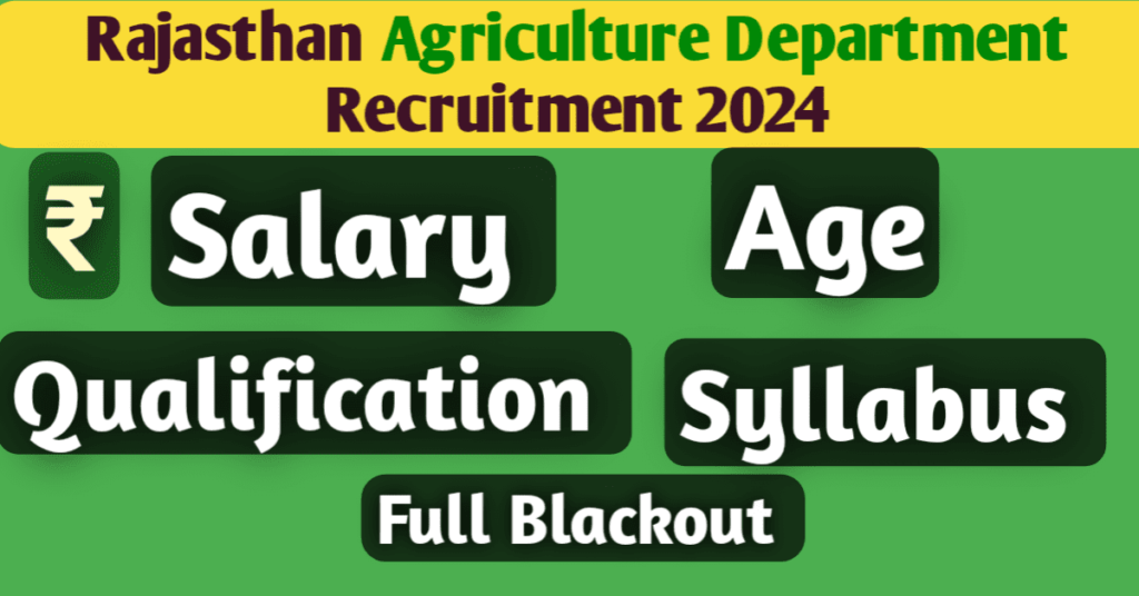 Rajasthan Agriculture Department Recruitment 2024 Notification 